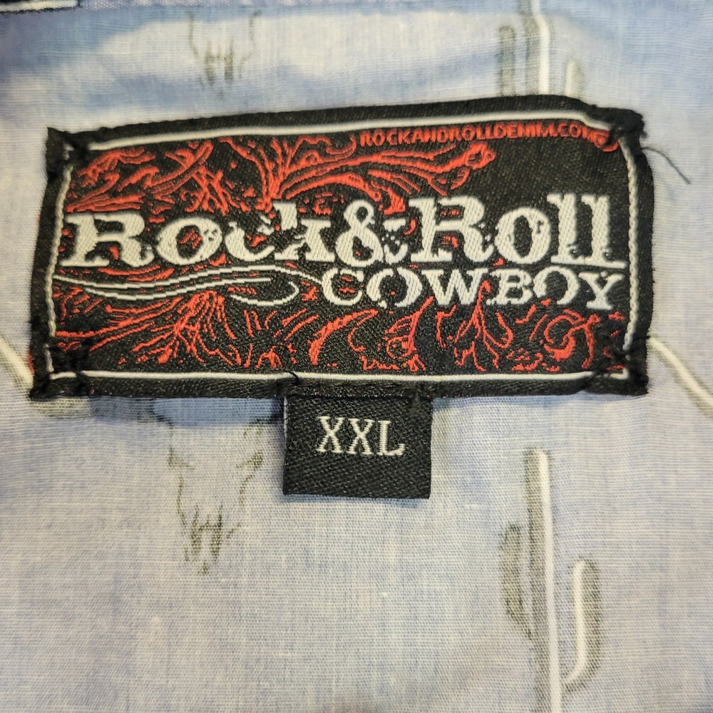 Vtg Rock & Roll Cowboy Men's XXL Western Shirt Cactus Longhorn Print - Picture 5 of 10